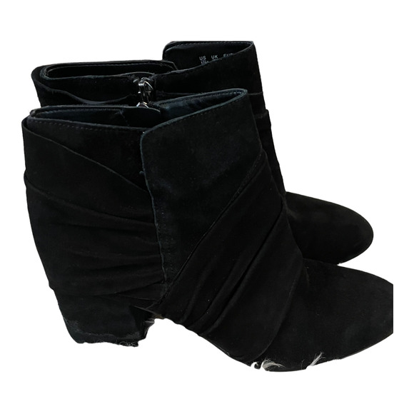 Franco Sarto Odelia Black Draped Suede Ankle Boots Booties Women's Size 10 - Picture 3 of 8